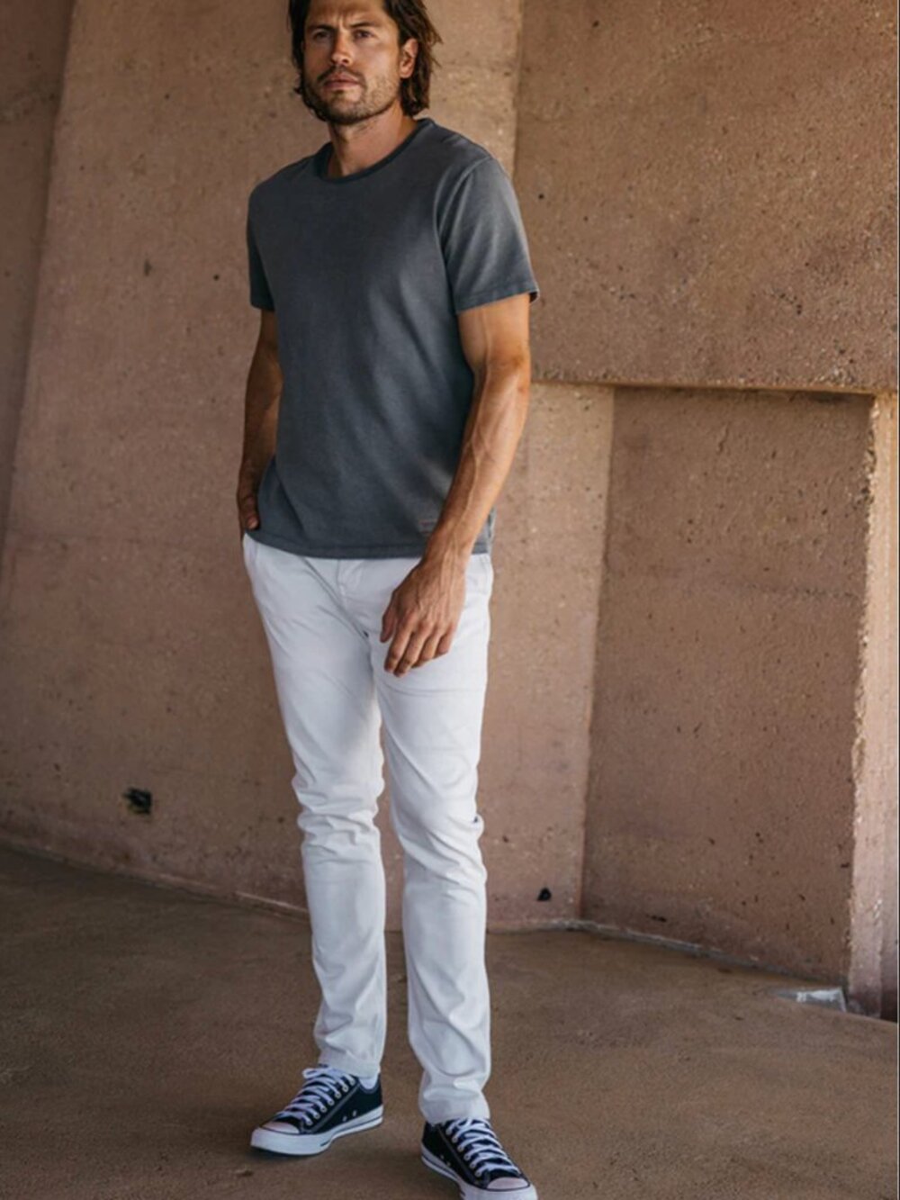 Hiroshi Kato Heather White Denit® Stretch Chino NWT - Picture 4 of 5
